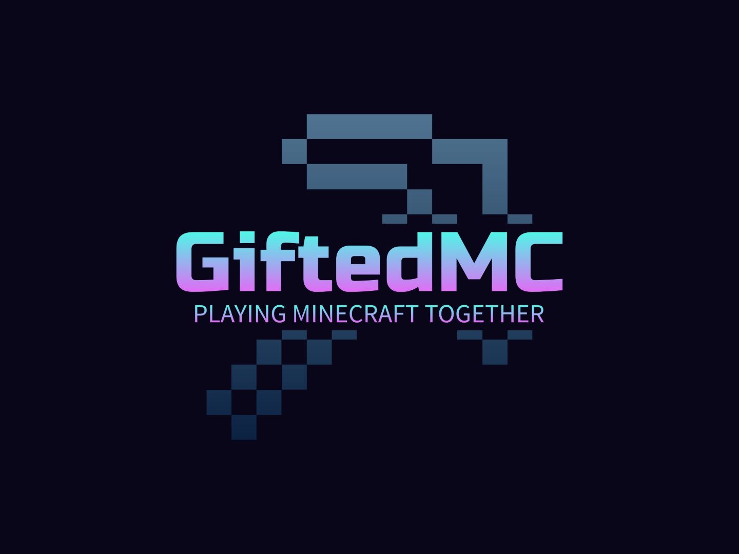 The Logo of Gifted Minecraft, displaying a pixelated pickaxe.